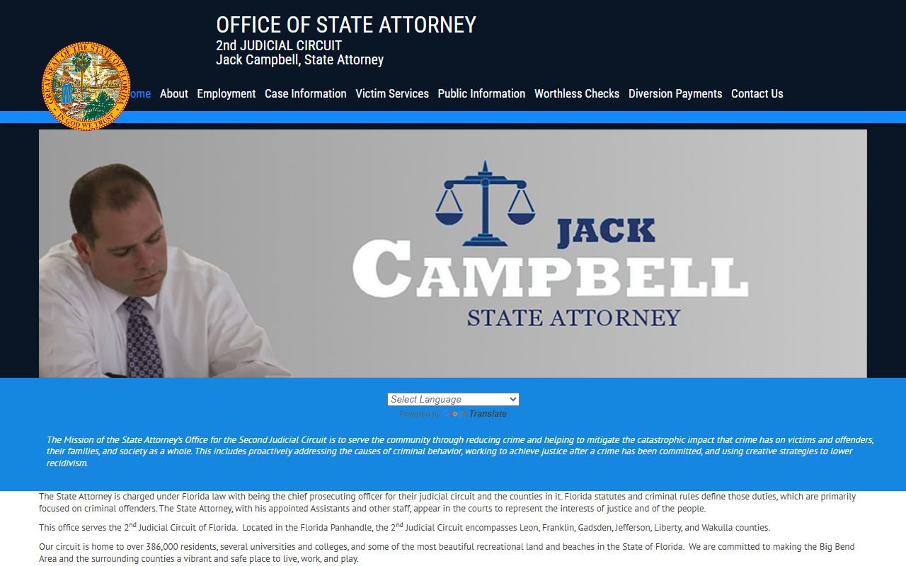 Second Judicial Circuit State Attorney site that files Wakulla County charges after an arrest